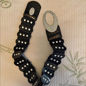 Elegant Black Stretchy Rhinestone Belt